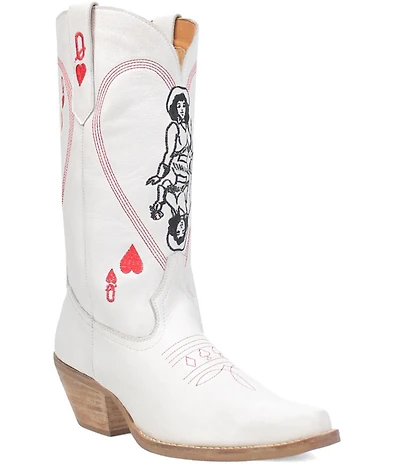 Dingo Queen A Hearts Embroidered Leather Tall Western Boots