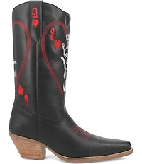 Dingo Queen A Hearts Embroidered Leather Tall Western Boots
