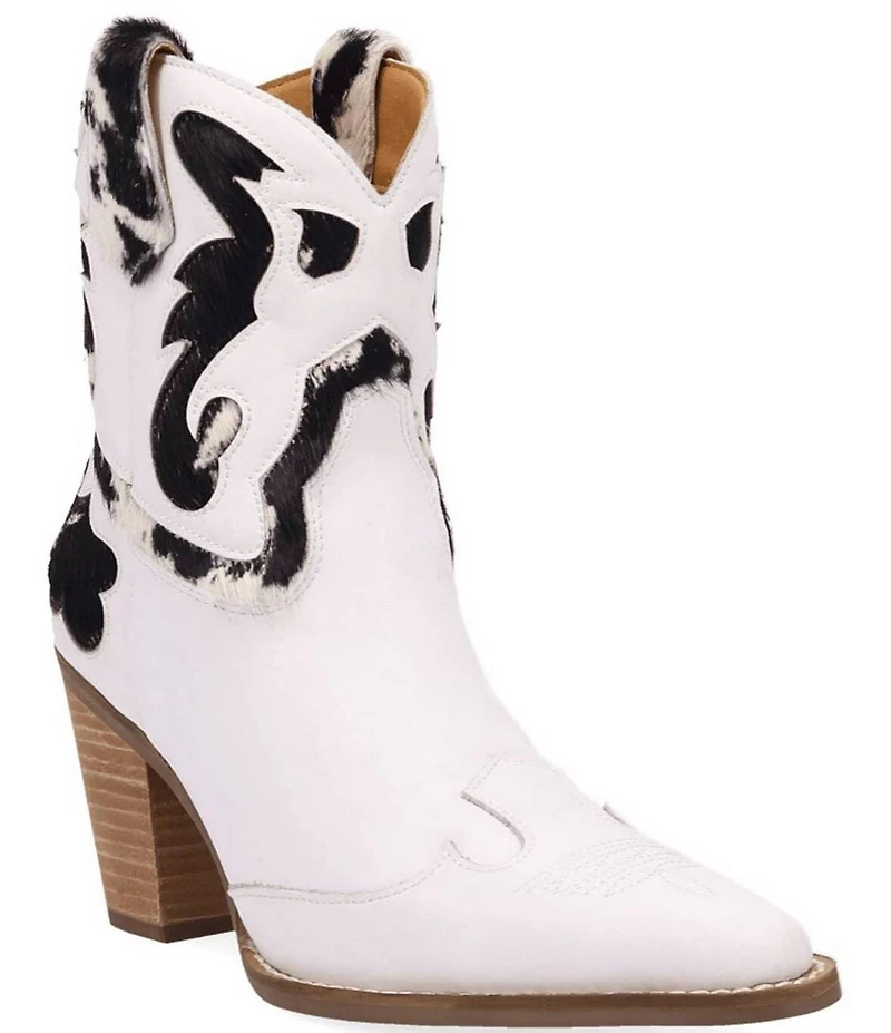 Dingo Run Wild Leather Cow Print Suede Western Booties