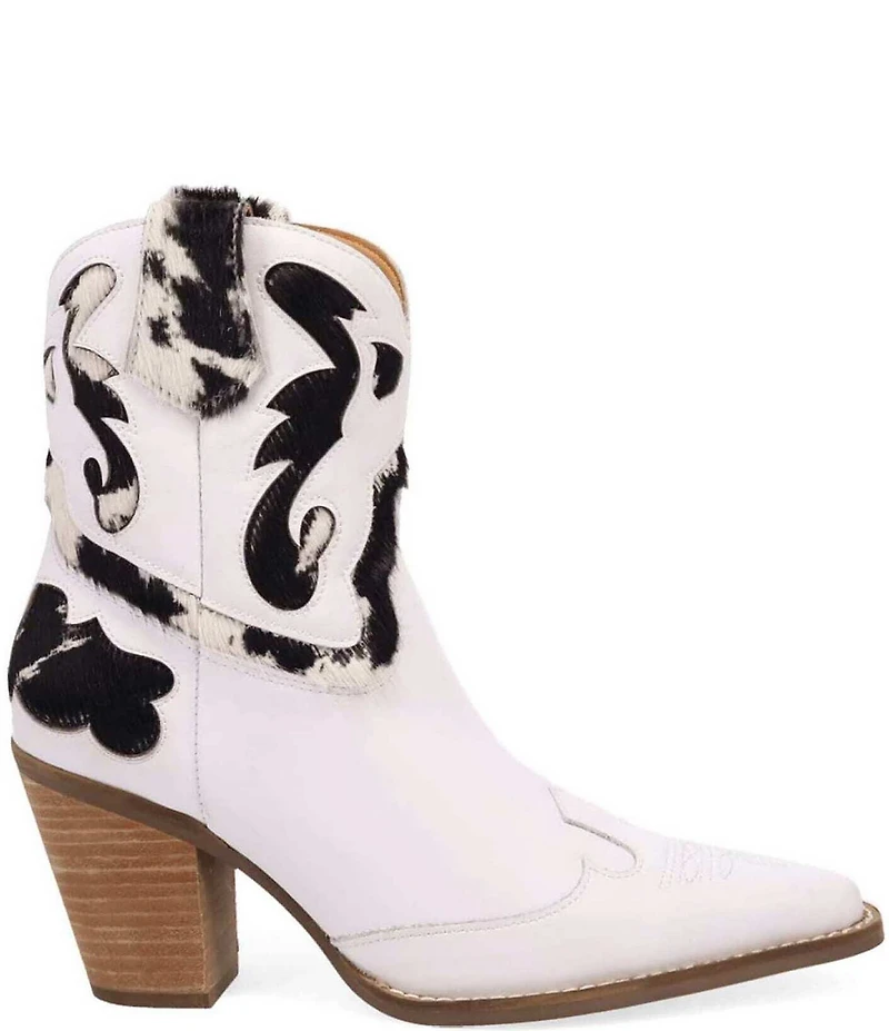 Dingo Run Wild Leather Cow Print Suede Western Booties