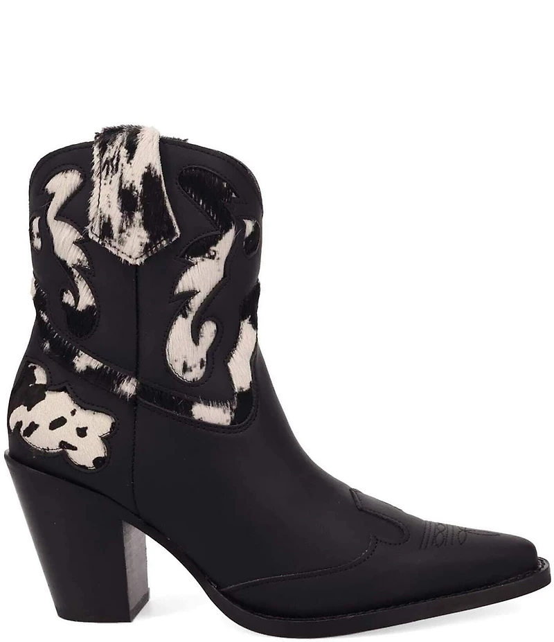 Dingo Run Wild Leather Cow Print Suede Western Booties