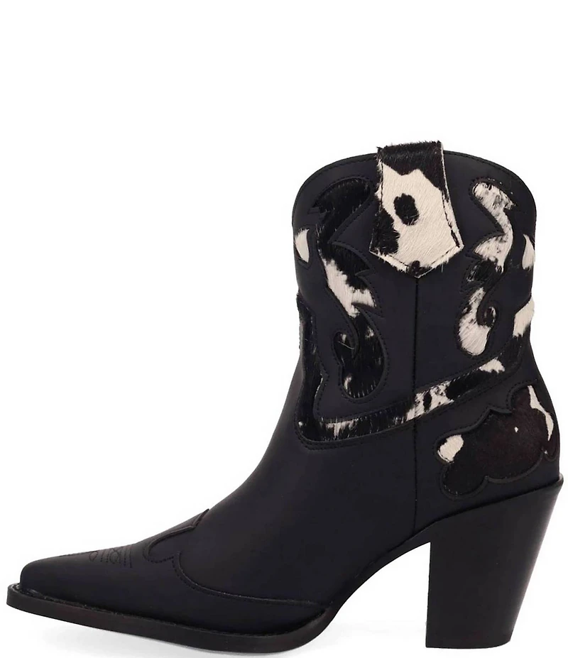 Dingo Run Wild Leather Cow Print Suede Western Booties