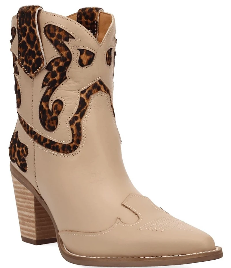 Dingo Run Wild Leather Leopard Print Suede Western Booties