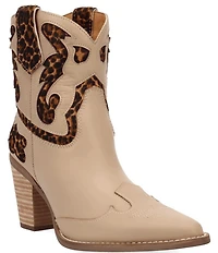 Dingo Run Wild Leather Leopard Print Suede Western Booties