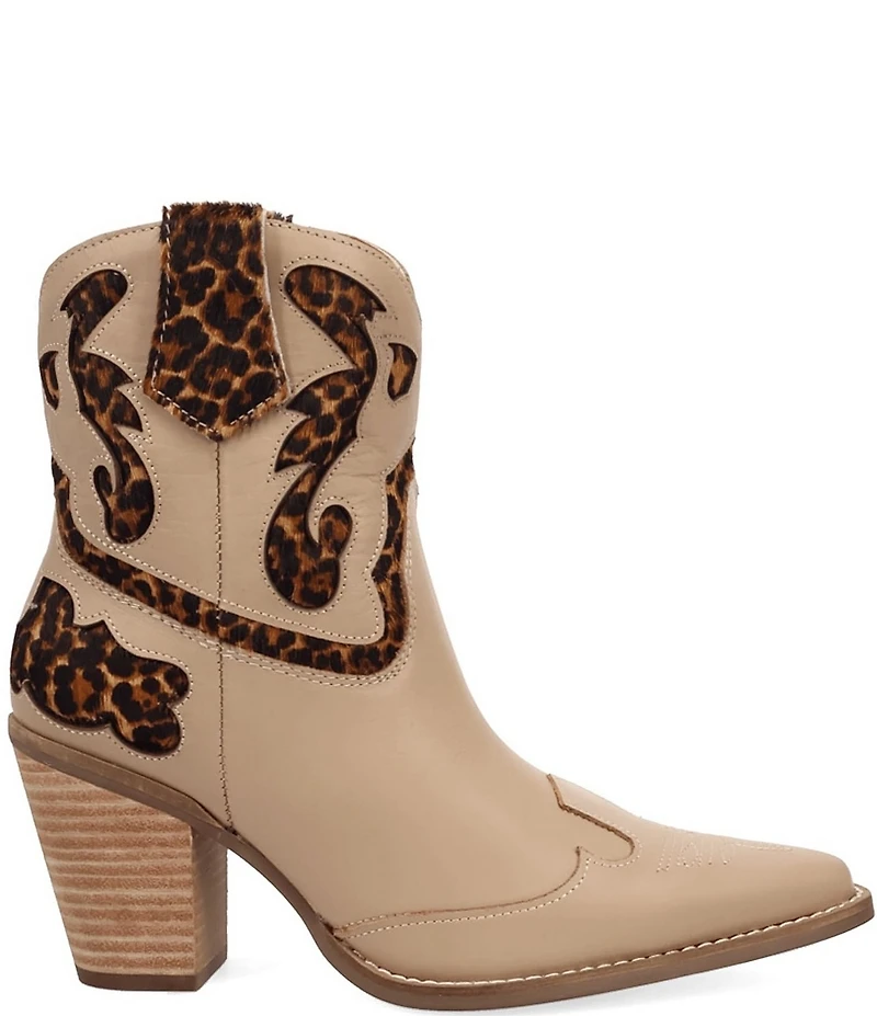 Dingo Run Wild Leather Leopard Print Suede Western Booties