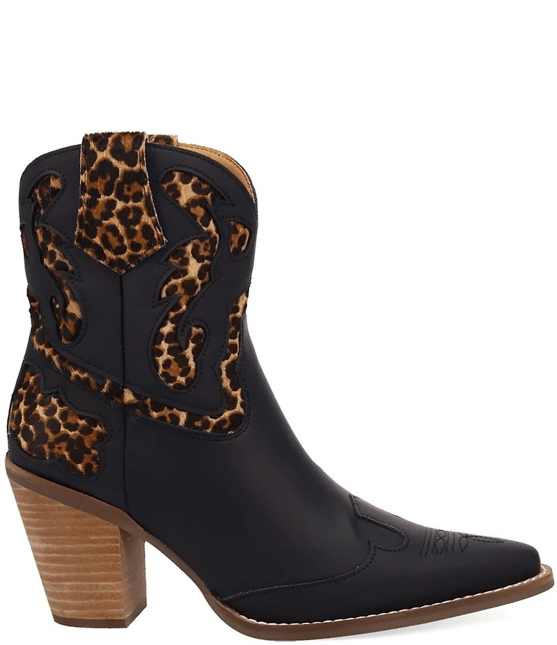 Dingo Run Wild Leather Leopard Print Suede Western Booties