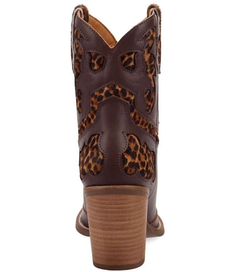 Dingo Run Wild Leather Leopard Print Suede Western Booties