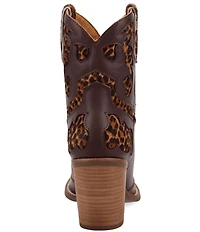 Dingo Run Wild Leather Leopard Print Suede Western Booties