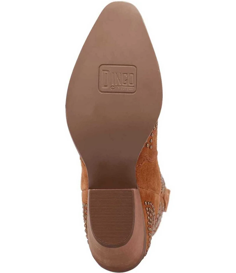 Dingo Seein' Stars Studded Suede Western Booties