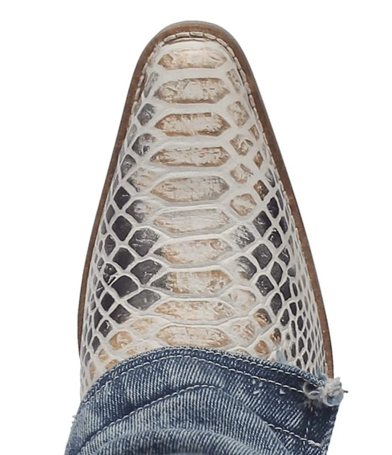 Dingo Shabby Denim Snake Embossed Western Boots