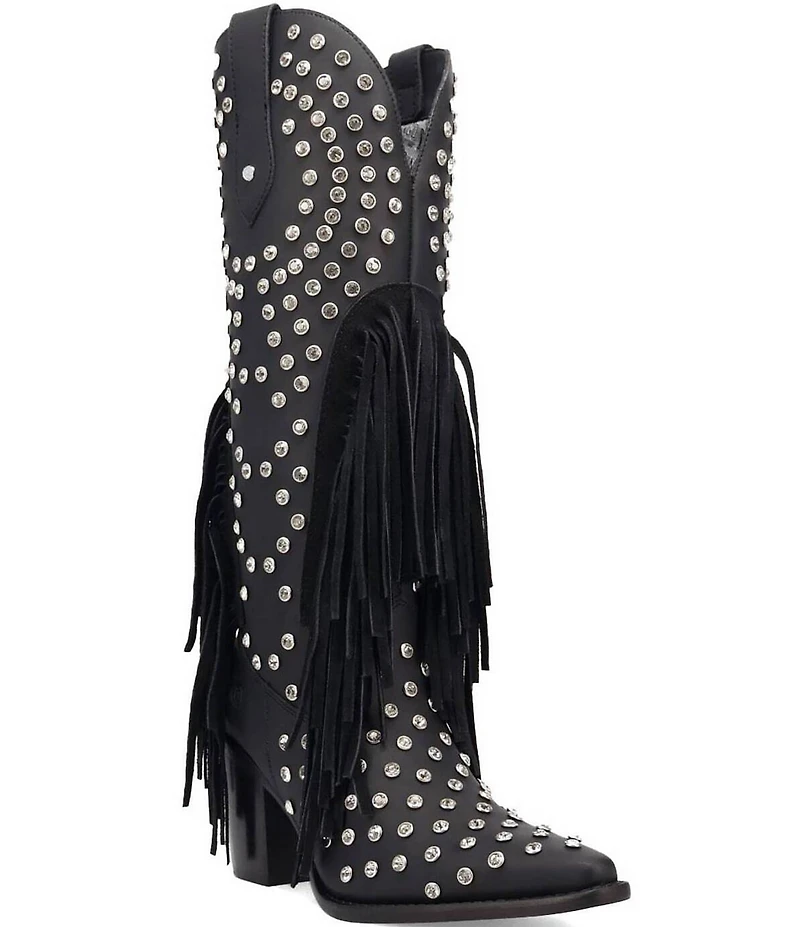 Dingo Show Pony Leather Fringe and Rhinestone Studded Tall Western Boots