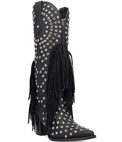 Dingo Show Pony Leather Fringe and Rhinestone Studded Tall Western Boots