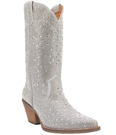 Dingo Silver Dollar Rhinestone Embellished Leather Western Boots