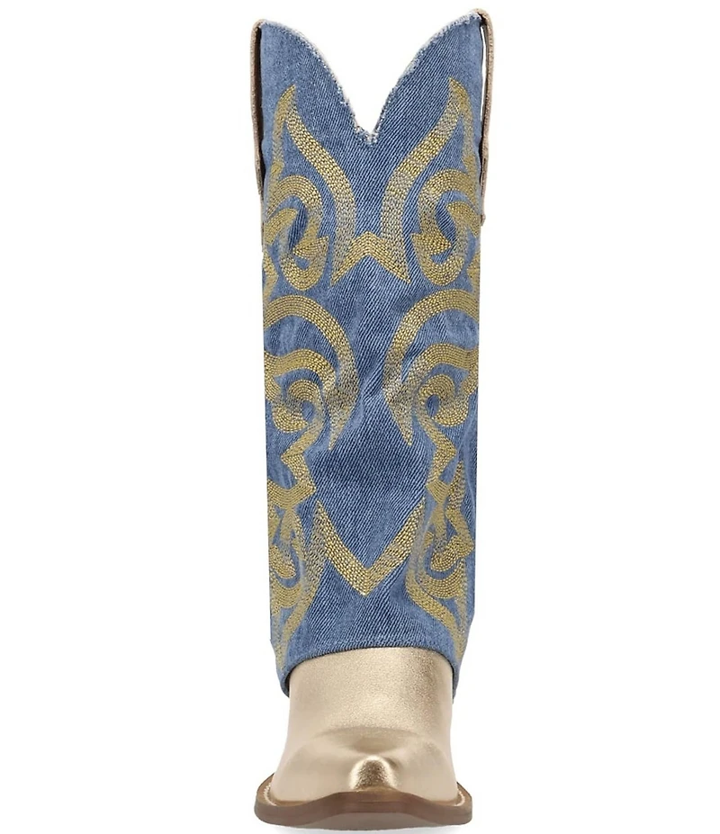 Dingo Southern Sass Metallic Leather Denim Shaft Western Tall Boots
