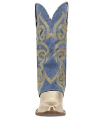 Dingo Southern Sass Metallic Leather Denim Shaft Western Tall Boots