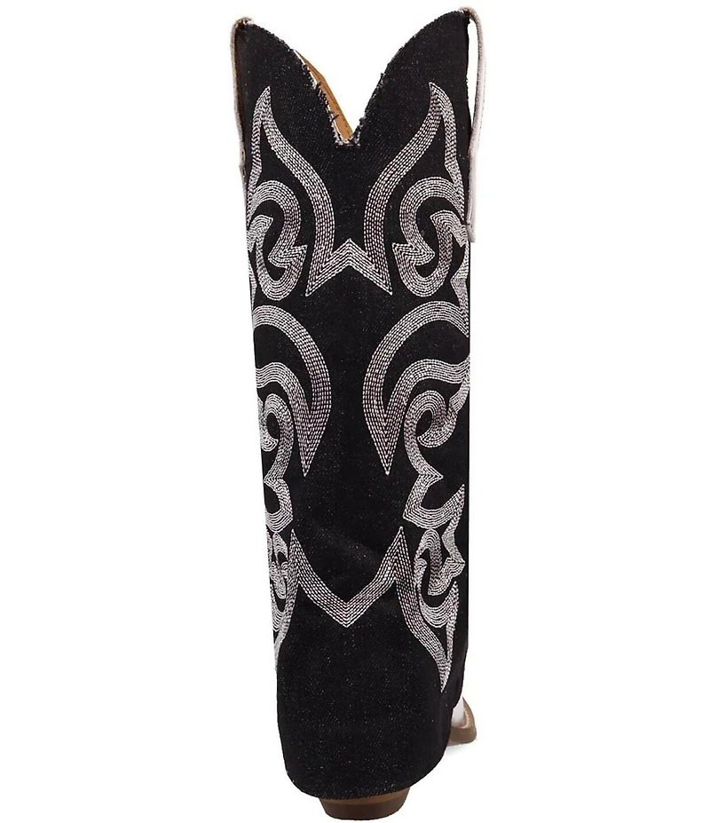 Dingo Southern Sass Metallic Leather Denim Shaft Western Tall Boots