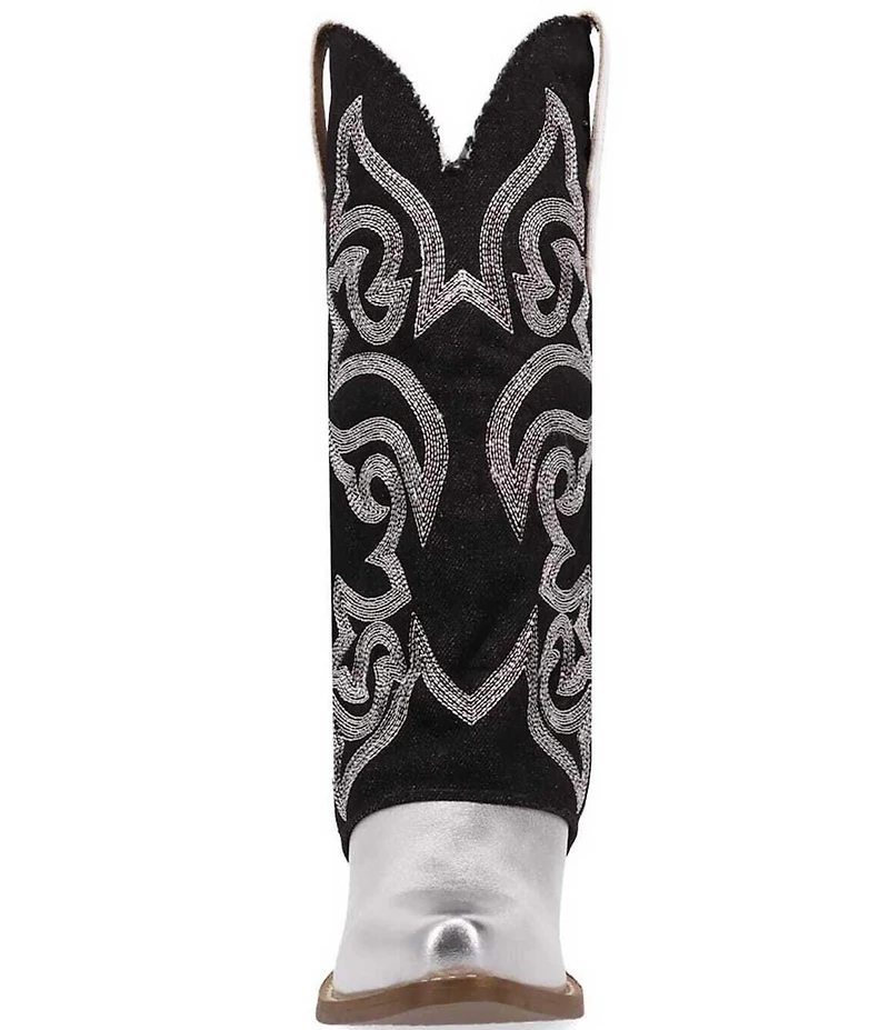 Dingo Southern Sass Metallic Leather Denim Shaft Western Tall Boots