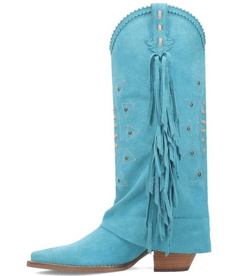 Dingo Spirit Trail Suede Fold Over Fringe Tall Western Boots