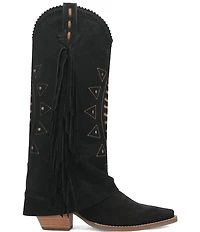Dingo Spirit Trail Suede Fold Over Fringe Tall Western Boots