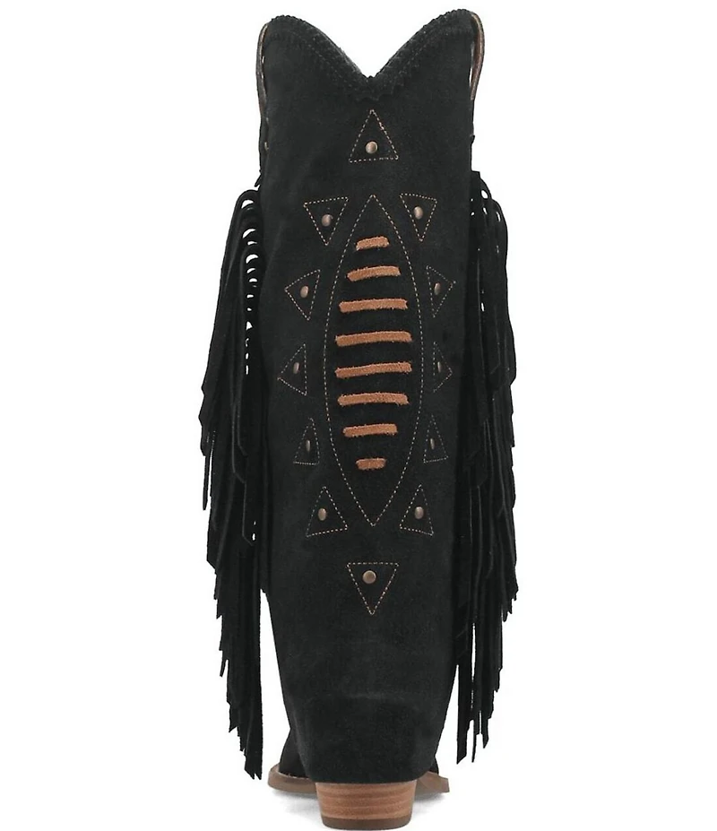 Dingo Spirit Trail Suede Fold Over Fringe Tall Western Boots
