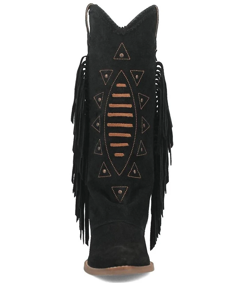 Dingo Spirit Trail Suede Fold Over Fringe Tall Western Boots