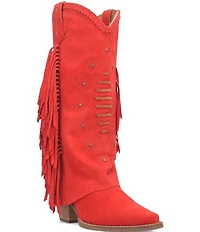 Dingo Spirit Trail Suede Fold Over Fringe Tall Western Boots