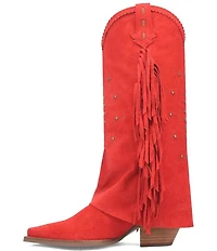 Dingo Spirit Trail Suede Fold Over Fringe Tall Western Boots