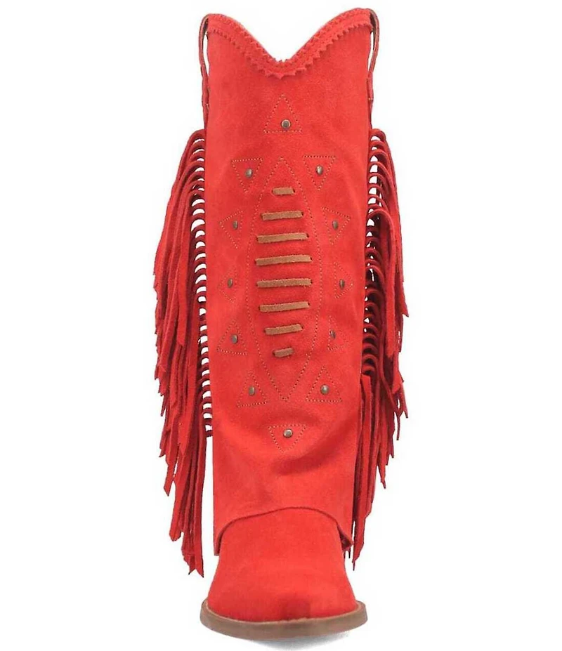 Dingo Spirit Trail Suede Fold Over Fringe Tall Western Boots