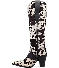 Dingo Spur Crazy Cow Print Calf Hair Buckle Hardware Over The Knee Western Boots