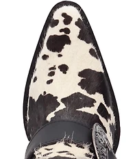 Dingo Spur Crazy Cow Print Calf Hair Buckle Hardware Over The Knee Western Boots