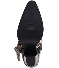 Dingo Spur Crazy Cow Print Calf Hair Buckle Hardware Over The Knee Western Boots