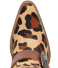 Dingo Spur Crazy Leopard Print Calf Hair Buckle Hardware Over The Knee Western Boots