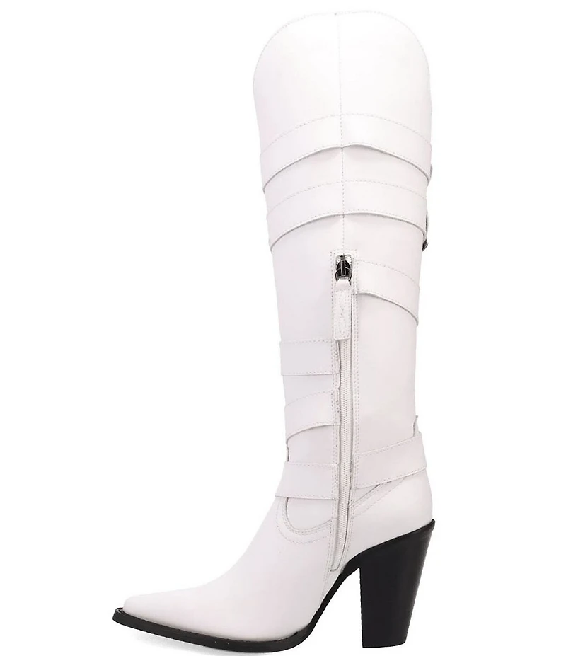 Dingo Spurwest Leather Buckled Strap Over The Knee Western Boots