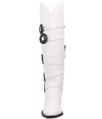 Dingo Spurwest Leather Buckled Strap Over The Knee Western Boots