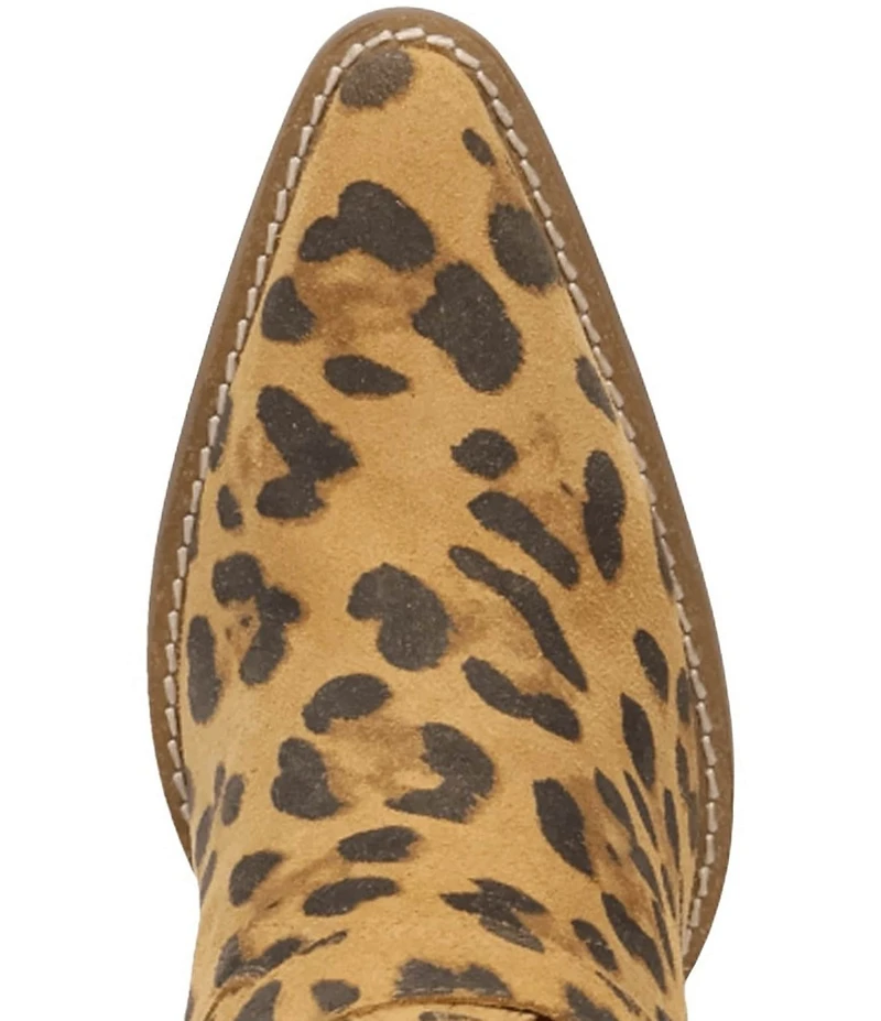 Dingo Spurwest Leopard Print Suede Multi Buckled Straps Over-The-Knee Western Boots