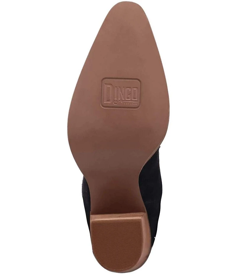 Dingo Star Power Studded Suede Fringe Mid Calf Western Boots