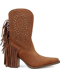 Dingo Star Power Studded Suede Fringe Mid Calf Western Boots