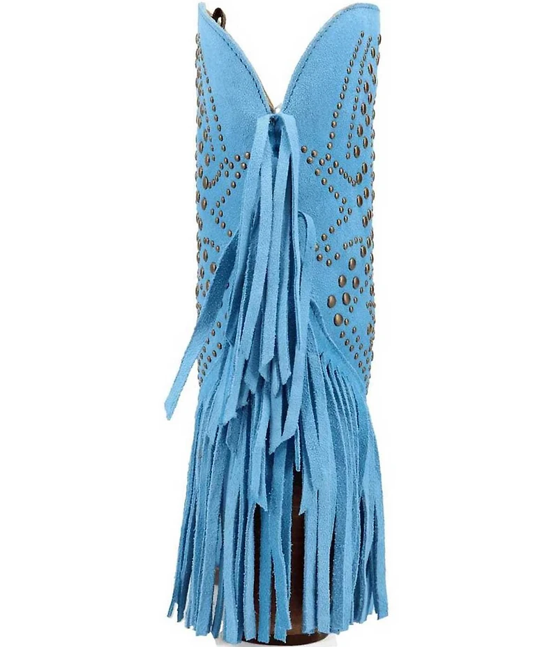 Dingo Star Power Studded Suede Fringe Mid Calf Western Boots