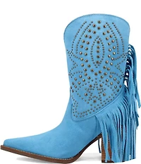 Dingo Star Power Studded Suede Fringe Mid Calf Western Boots
