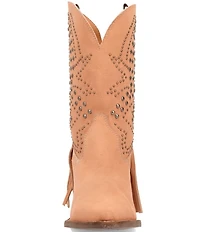 Dingo Star Power Studded Suede Fringe Mid Calf Western Boots