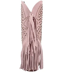 Dingo Star Power Studded Suede Fringe Mid Calf Western Boots