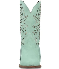 Dingo Star Power Studded Suede Fringe Mid Calf Western Boots