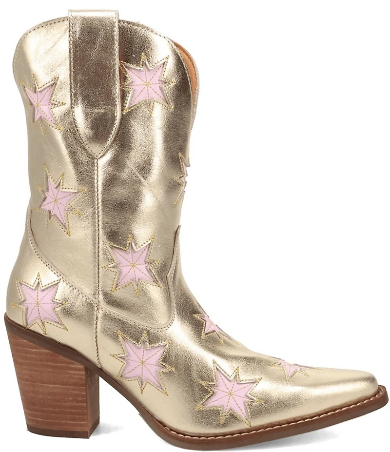 Dingo Starburst Leather Star Cut Out Western Mid Calf Boots