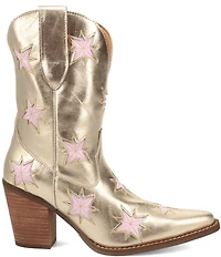 Dingo Starburst Leather Star Cut Out Western Mid Calf Boots