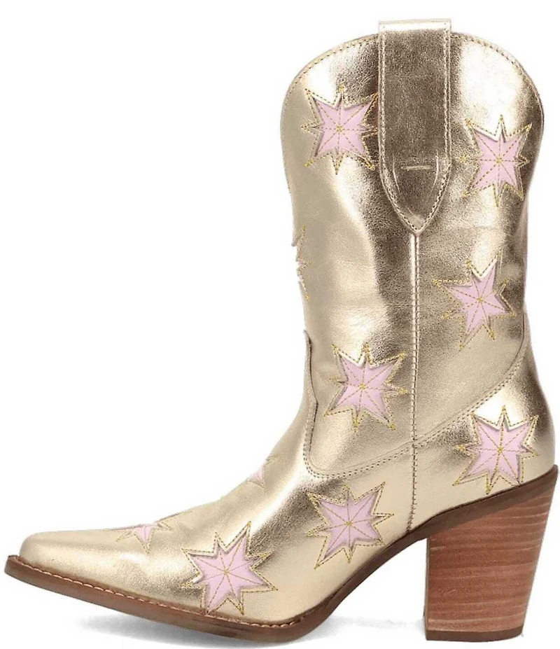Dingo Starburst Leather Star Cut Out Western Mid Calf Boots