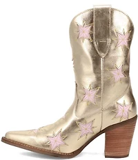 Dingo Starburst Leather Star Cut Out Western Mid Calf Boots