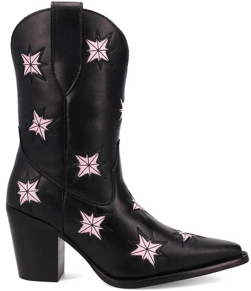 Dingo Starburst Leather Star Cut Out Western Mid Calf Boots