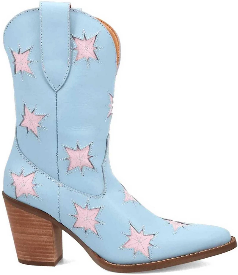 Dingo Starburst Leather Star Cut Out Western Mid Calf Boots
