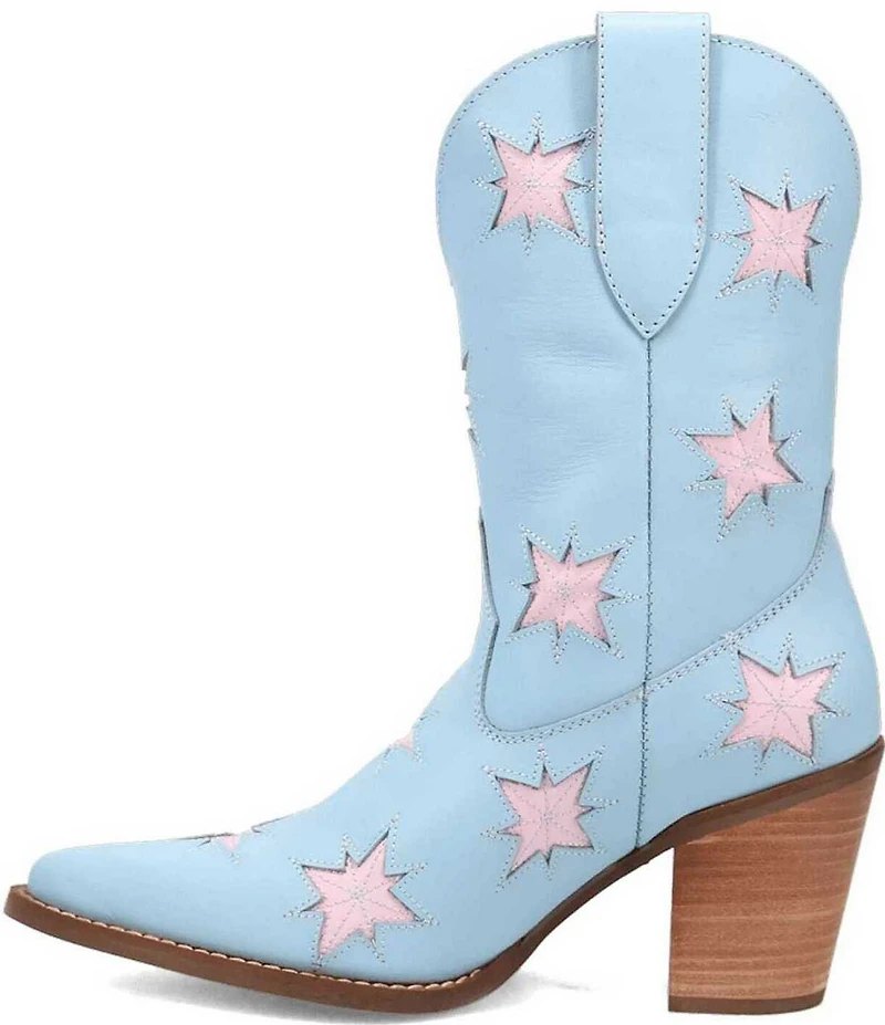 Dingo Starburst Leather Star Cut Out Western Mid Calf Boots