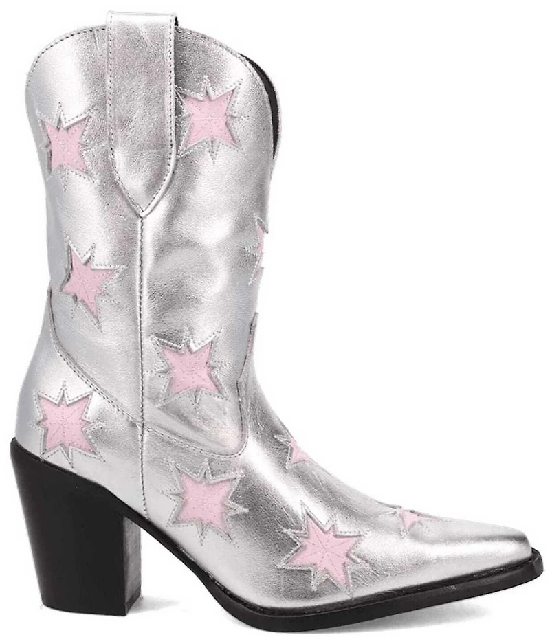 Dingo Starburst Leather Star Cut Out Western Mid Calf Boots